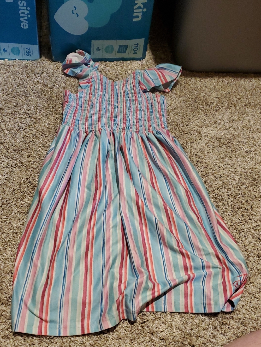 Tommy Bahama Girls Striped Sundress in Blue, Pink, White